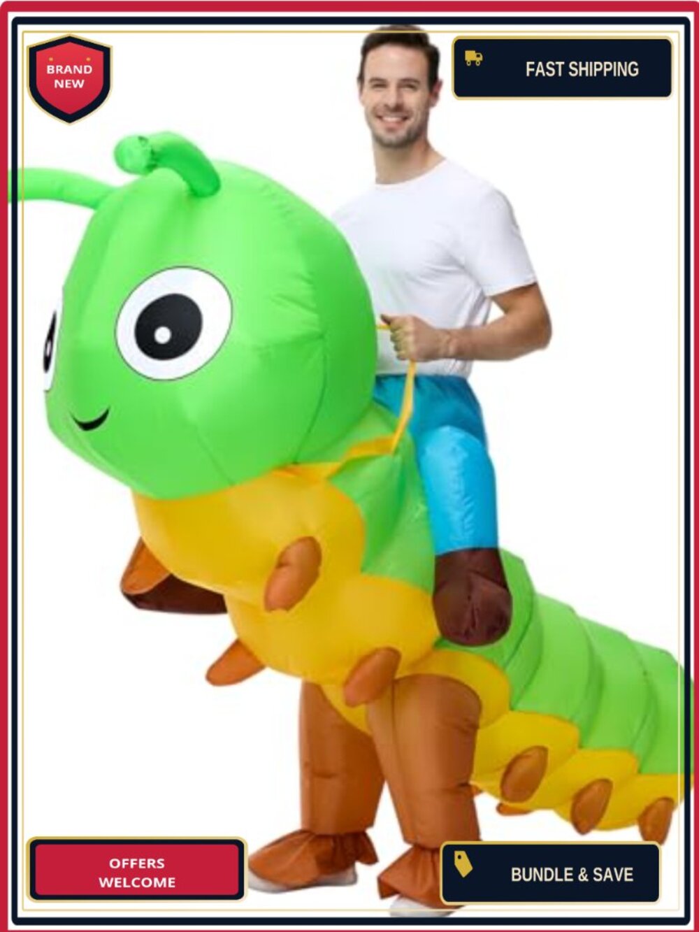 Inflatable Caterpillar Costume Adult One Size Halloween Cosplay Blow Up